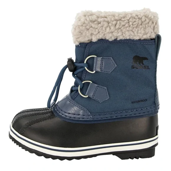 Sorel Yoot Pac Navy Blue Nylon Waterproof Snow Boots Duck Toe Boys Kids Size 8